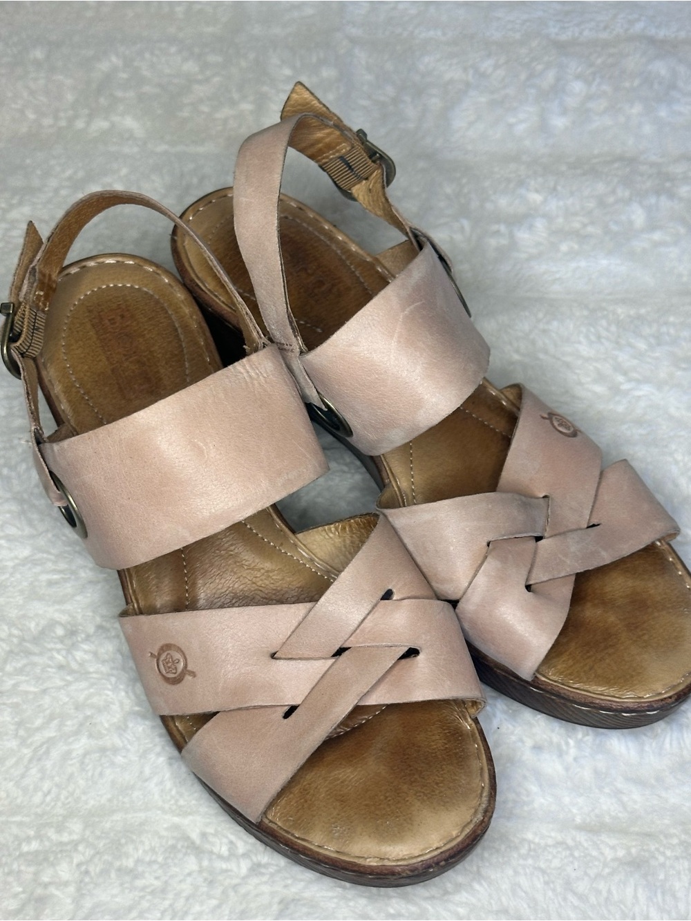 Born Women's Blush Leather Slingback Sandals